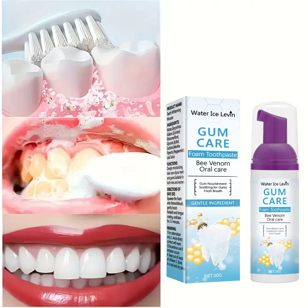 Teeth Whitening Xylitol Gum - Water Ice Levin Gum Care Schuimtandpasta