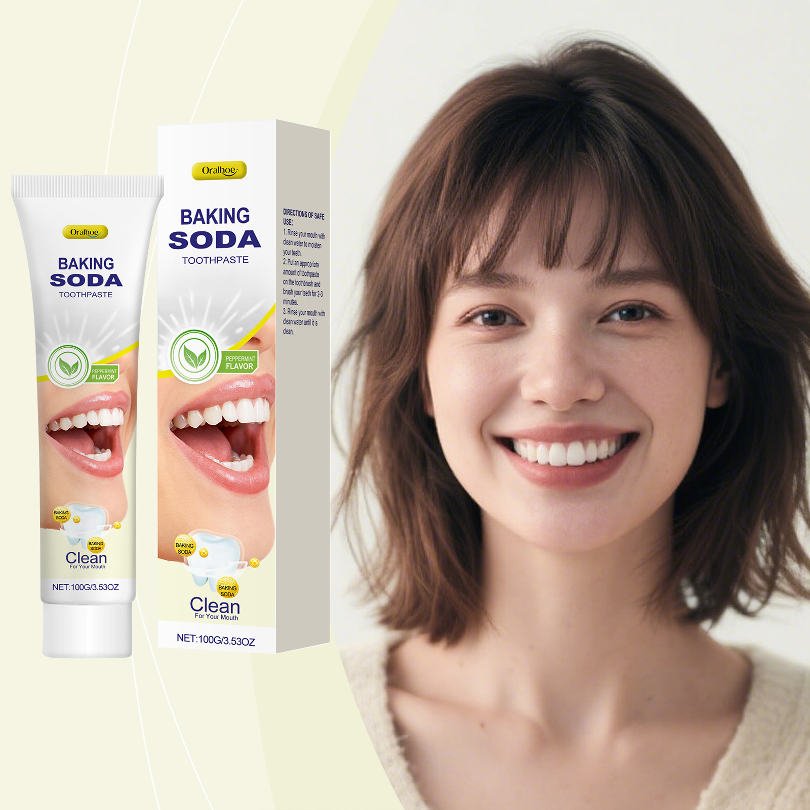 Teeth Whitening With Baking Soda - 100g Oralhoe Baking Soda Whitening Tandpasta