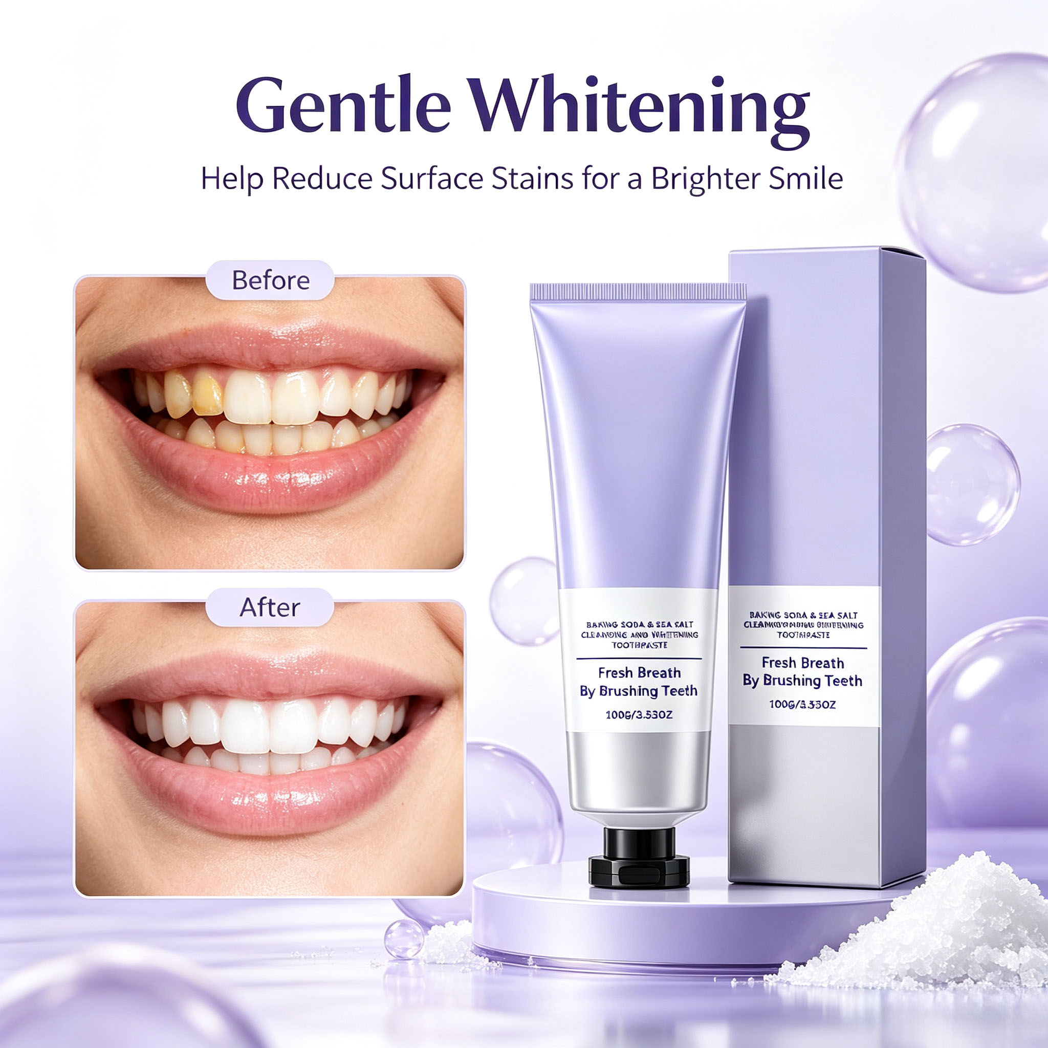 Teeth Whitening With Baking Soda - Baking Soda & Zeezout Tandpasta, Dieptereiniging,